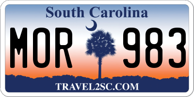 SC license plate MOR983