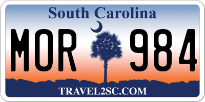 SC license plate MOR984