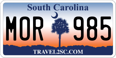 SC license plate MOR985