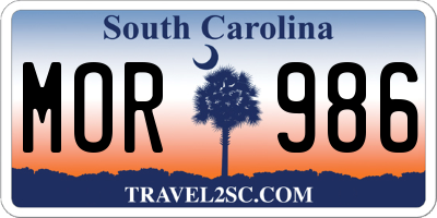 SC license plate MOR986