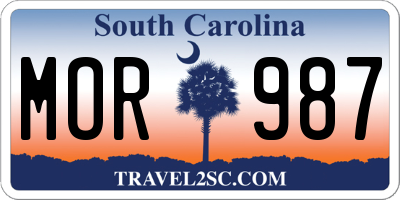 SC license plate MOR987