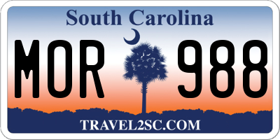 SC license plate MOR988