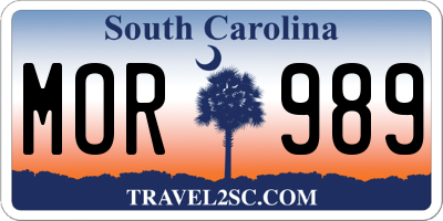 SC license plate MOR989