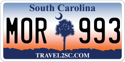 SC license plate MOR993