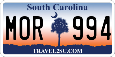 SC license plate MOR994
