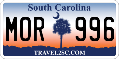 SC license plate MOR996