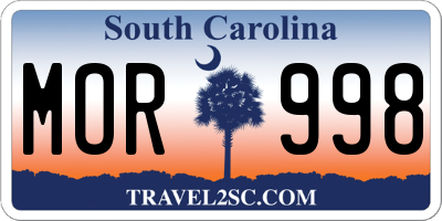 SC license plate MOR998