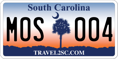 SC license plate MOS004