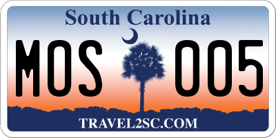 SC license plate MOS005