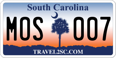 SC license plate MOS007