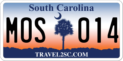 SC license plate MOS014