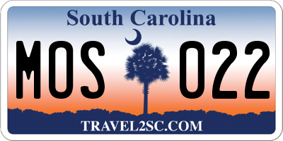 SC license plate MOS022