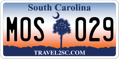 SC license plate MOS029