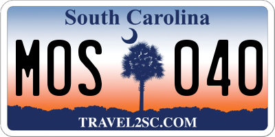SC license plate MOS040
