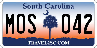 SC license plate MOS042