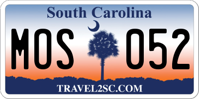 SC license plate MOS052