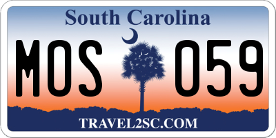 SC license plate MOS059