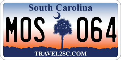 SC license plate MOS064