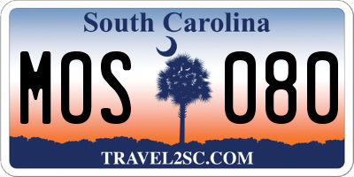 SC license plate MOS080