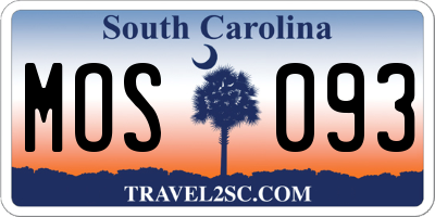 SC license plate MOS093