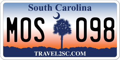 SC license plate MOS098