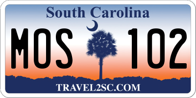 SC license plate MOS102