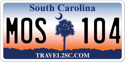 SC license plate MOS104