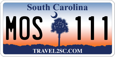 SC license plate MOS111