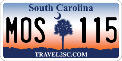 SC license plate MOS115