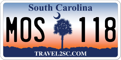 SC license plate MOS118