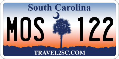 SC license plate MOS122