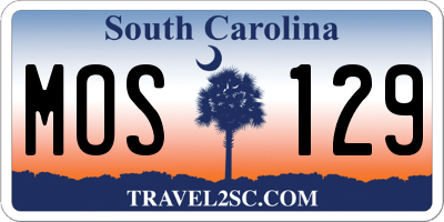 SC license plate MOS129