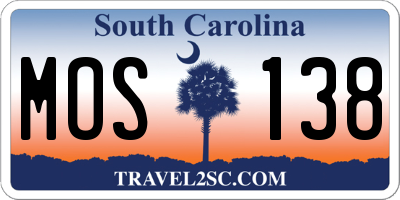 SC license plate MOS138