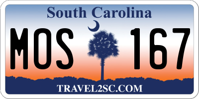 SC license plate MOS167