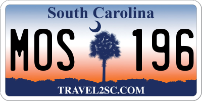 SC license plate MOS196