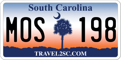 SC license plate MOS198