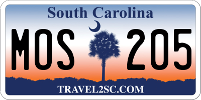 SC license plate MOS205