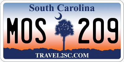 SC license plate MOS209