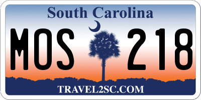 SC license plate MOS218