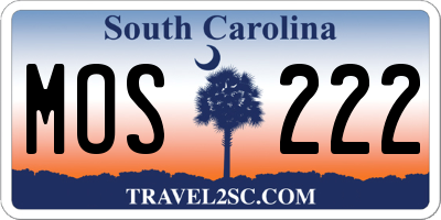 SC license plate MOS222