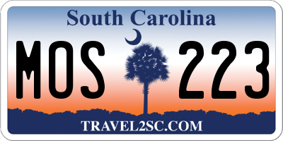 SC license plate MOS223