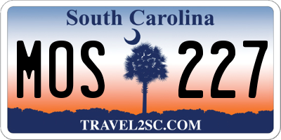 SC license plate MOS227