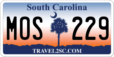 SC license plate MOS229
