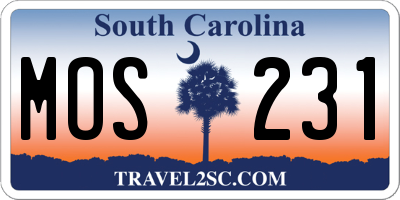 SC license plate MOS231