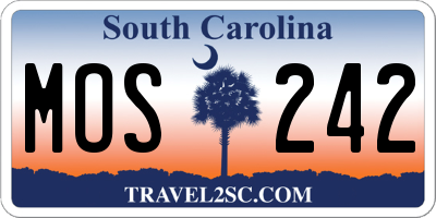 SC license plate MOS242