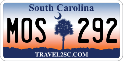 SC license plate MOS292