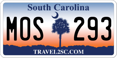 SC license plate MOS293
