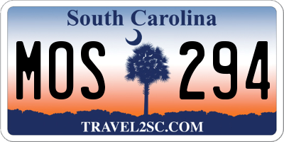 SC license plate MOS294