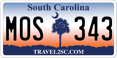 SC license plate MOS343