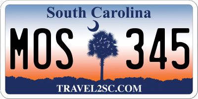SC license plate MOS345